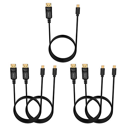 Moread Mini DisplayPort to DisplayPort Cable, 6 Feet, 5 Pack, Gold-Plated Thunderbolt to DisplayPort (Mini DP to DP) Display Cable 4K Resolution Ready - Black