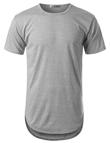 Mens Hipster Hip Hop Melange Elong Crewneck T-Shirt Cement XLarge