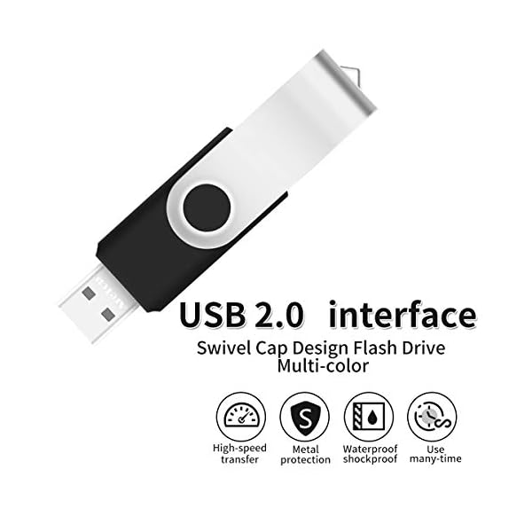 USB Sticks 4GB 10 Stück, AreTop Speicherstick Rotate Metall High Speed USB 2.0 Flash Drive (Schwarz) – Bild 4
