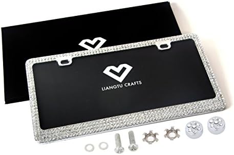 Bling Rhinestone Crystal colour Car License Plate Frame with Bling Caps & Screws