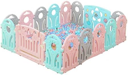 RFJJAL Large Baby Plastic Playpen With Colorful Panels, 4-Side Square Foldable Portable Room Divider Child Kids Barrier Expandable (Size : 155x192x60cm)