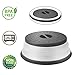 OUZIFISH Collapsible Food Plate Lid Cover - 10.5 inch, BPA Free, Easy Grip, Microwave Plate Guard With Steam Vent & Colander Strainer for Fruit (Grey)