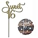 Gold Glitter Monogram Sweet 16 Cake Topper, 16th Birthday Party and Decoration. Also for Cupcakes