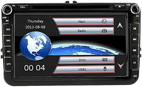 8 Inch Car Radio Touch Screen Double Din Head Unit Car Receiver Stereo in Dash GPS Navigation with Bluetooth CD DVD for Volkswagen VW Passat Golf MK5 Jetta Tiguan T5 Skoda Seat with Backup Camera