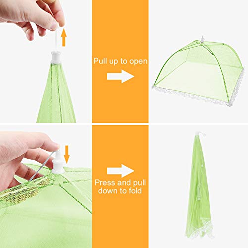 Pop-Up Mesh Screen Food Cover Tent Umbrella, SPANLA 8 Pack Colored Food Cover Net for Outdoors, Screen Tents, Parties Picnics, BBQs, Reusable and Collapsible Reusable and Collapsible,17 Inches - Thumbnail 3