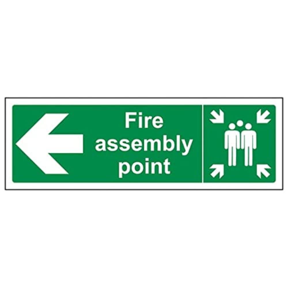 V Safety Eco Friendly Fire Assembly Point - Fire Assembly Point Arrow Left - 300 X 100mm