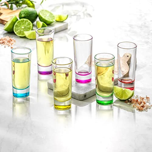 JoyJolt Hue Colored Shot glass Set, 6 Piece Shot Glasses 2Ounces