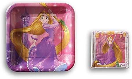 Disney Princess Tangled Rapunzel Birthday Party Set - Plates and Beverage Napkins