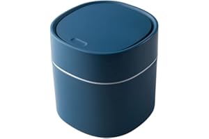 croselyu Mini Desktop Trash Can with Lid Sanitary Bucket Peel Melon Seed Shell Garbage Trash Bucket Car Trash Can Wastebaskets (Blue,Spring Cover)