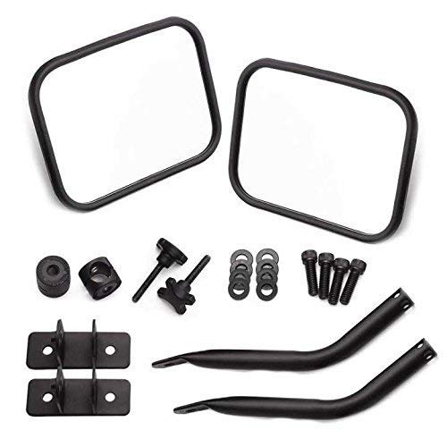 AutoMotor A Pair 7 INCH Rectangular Off Road Barricade Adventure Mirrors, doorless Off Side Rear View Mirror for 2007-2017 Jeep Wrangler JK JKU TJ Door Off Mirrors doorless Mirrors Black Accessories