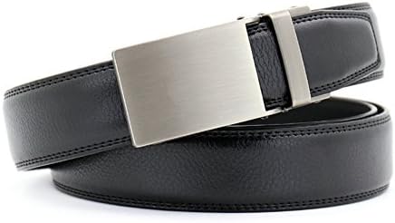 Men's Leather Ratchet Belt with Automatic Click Buckle Comfort Belts for Men (style-3)