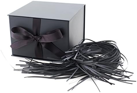 Hallmark 7" Gift Box with Lid and Paper Fill (Solid Gray) for Christmas, Weddings, Graduations, Father's Day, Anniversaries, Valentines Day, Grooms Gifts and More