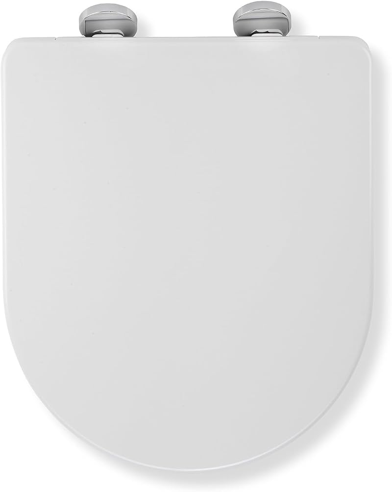 Croydex Eyre D Shape Soft Close Toilet Seat with Quick Release Hinges White