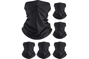 GAVIK 6 Pieces Summer UV Protection Neck Gaiter Scarf Cooling Breathable Face Cover Scarf (Black)