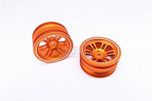 Vaterra K5 Blazer Ascender Upgrade Parts Aluminum Front/Rear 6 Poles Rims With Silver Lining - 1Pr Orange