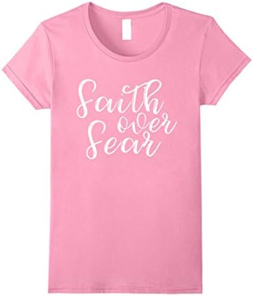 Womens Faith Over Fear T shirt Small Pink