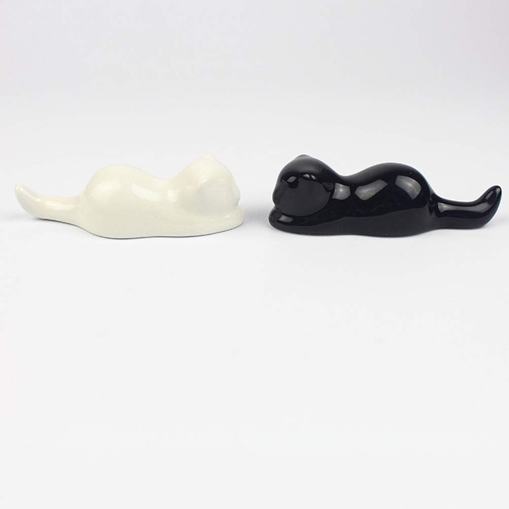 NUOBESTY 2Pcs Ceramic Calligraphy Brush Rest Cat Chopsticks Rest for Home School, As Shown, medium - Image 5