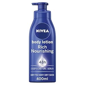 NIVEA-Rich-Nourishing-Body-Lotion-400ml-48hr-Replenishing-Body-Lotion-Intensive-Moisturising-Cream-with-Almond-Oil-Creamy-Hydrating-Formula NIVEA Rich Nourishing Body Lotion (400ml), NIVEA Moisturiser for Dry Skin Made with Deep Moisture Serum, Natural Almond…
