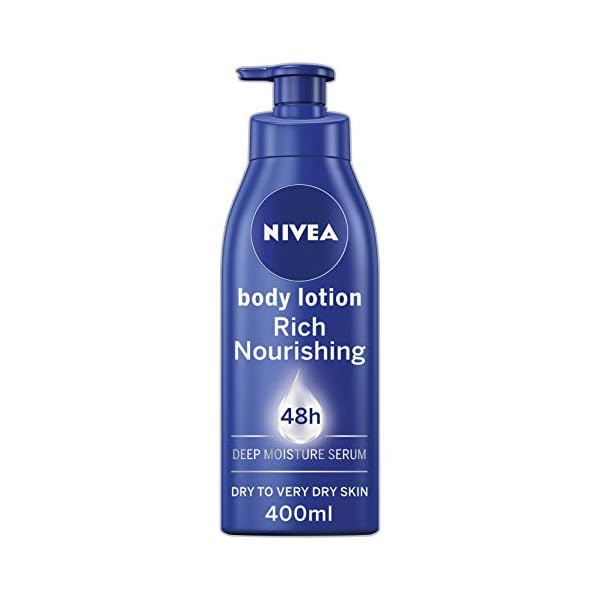 NIVEA Rich Nourishing Body Lotion (400ml), NIVEA Moisturiser for Dry Skin Made with Deep Moisture Serum, Natural Almond…