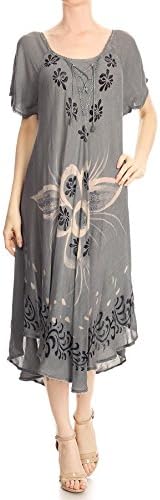 Laddi Women's Asymmetrical Boho Sundress - 7 Colors - Gypsy Style (Marengo Grey)
