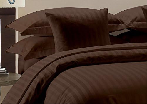 Vedanta Home Collection Hotel Quality 600-Thread-Count Egyptian Cotton King Size 4pc Sheet Set With 21 Inch Deep Pocket Brown Striped