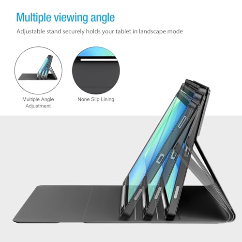 ProCase Touchpad Keyboard Case for Galaxy Tab S10 Lite/ S10 FE/ S9 FE 10.9-Inch and S9 11", with Built-in Touchpad and Pencil Slot, Detachable Wireless Type-C Charging Keyboard Folio Cover -Black