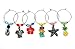 Hawaiian Beach Tropical Wine Glass Charms, Beach Theme Favors -Drink Markers For Parties, Set of 6, Wine Charms, Drink Markers with White Linen Storage Bag by Cork & Leaf