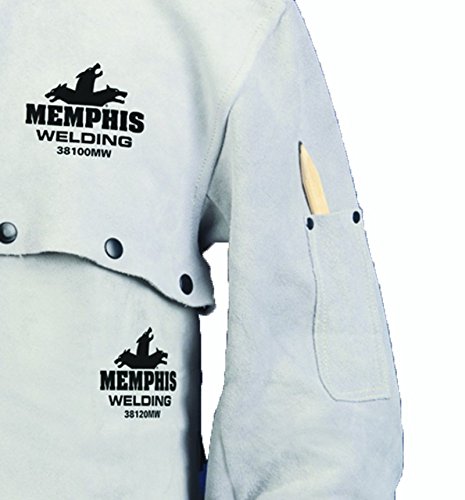 MCR Safety 38100MWXL Memphis Split Cow Leather Welding Cape Sleeve with Open Back, Gray, X-Large