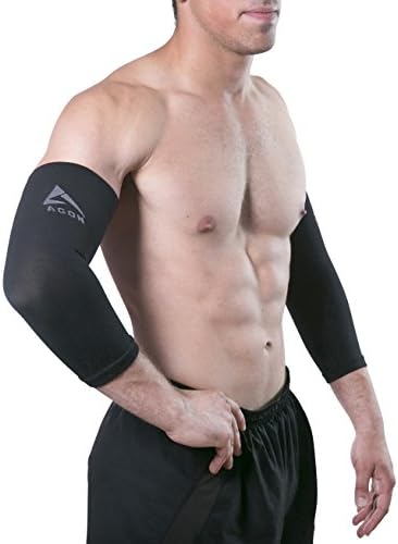 Agon PAIR Arm Compression Sleeves Elbow Brace Support Sports Cooling Arm Sleeves Unisex Sun Block UV Protection Cooler Protective Hands Arm Cover Long Sleeve Comfortable Skin Protection (Small)