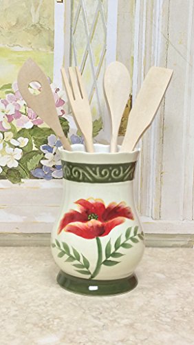 Floral Poppy Utensil Holder