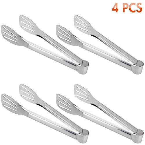 Tonmidej 4Pcs 9-Inch Cooking Tongs, Stainless Steel Serving Tongs for Barbecue, Cooking, Salad, Grilling, Serving and Frying - Thumbnail 6