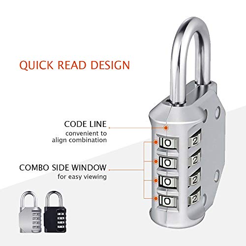Connyam 2 Pack 4 Digit Combination Padlock, Luggage Lock Number Code Lock for Travel Suitcases Luggage Bag School Gym Lockers Filing Toolbox Case Door Fence Hasp Cabinet Storage