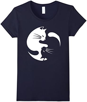 Women's Cat ying yang  - cat yin yang shirt Medium Navy