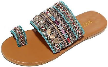 Bokeley Women Artisanal Sandals Flip-Flops Handmade Greek Style Boho Flip Flop Sandals Platform Shoes for Ladies