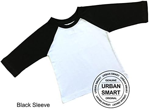 Urban Smart Toddler and Baby Raglan Blanks - Kids Baseball Shirt - Infant Baseball Shirt (12-18 Months, White/Black Sleeve)