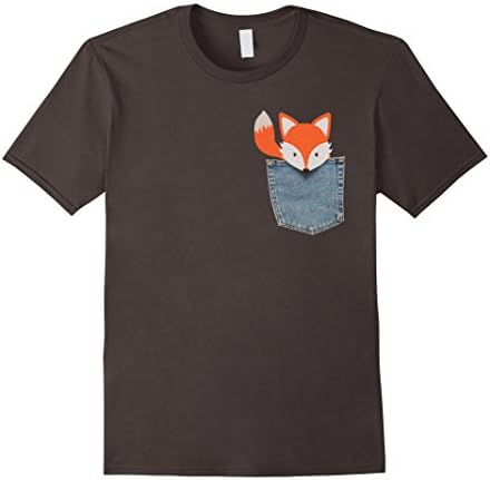 Mens Fox Pocket Tee Funny Cute Peeking Fox Animal Pocket T Shirt Large Asphalt