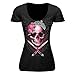 ONEMORES(TM) New Summer Women Punk Style Skull Print Shirt Short Sleeves V-neck Tank Top Cotton Casual Tops Shirt