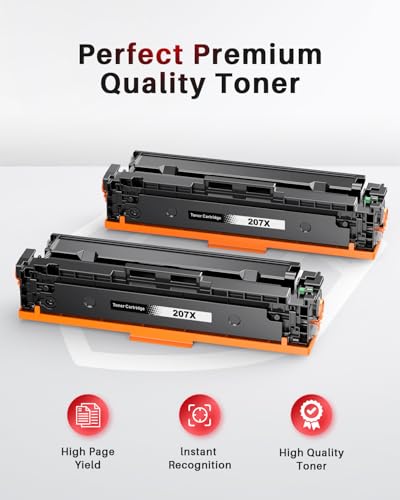 Halloya 207X Toner with Chip Compatible with HP 207A 207X for HP Color LaserJet Pro MFP M283fdw M283fdn M255dw M255 M255nw 283cdw M282nw 207X (2 Black)