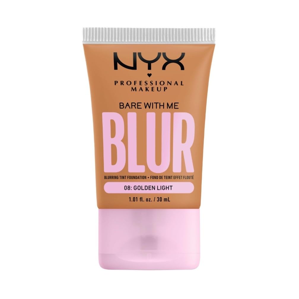 NYX Professional Makeup Blurring Tint Foundation, Medium Coverage, Matte Finish, With Niacinamide, Matcha and Glycerin, 12 Hours Hydrating, Bare With Me Blur, 30 ml, Shade: Golden Light