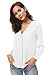 Urban CoCo Womens V Neck Ruffled Shoulder Solid Chiffon Blouse (Large, White)