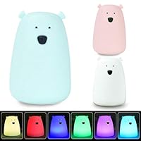 sunnmall LED Nursery Night Lights for Kids,Cute Animal Silicone Baby Night Light with Touch Sensor,Color Changing Lamps for Bedrooms