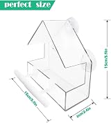 WLLKOO Window Bird Feeder 2 Pack Acrylic with 4 Rods Drain Holes 5.9 x 2.4 x view 5