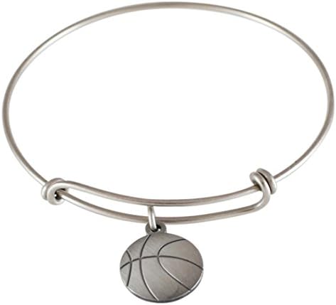 Emoji Single Charm Bracelet (Basketball - Antique Silver)