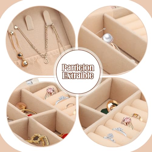 MEKOTRIN Caja Organizador de Joyero, Joyero Pequeño de 20 Piezas, Alajero de Viaje PU para Mujer, Estuche Portátil para Dama de Anillos Pendientes Collares(Blanco)