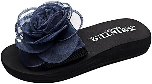 GTFJSAW Woman Lace Flower Slide Sandals Summer Beach Bohemian Dress Flat Sandals