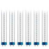 Hyperikon T8 4ft LED Hybrid Tube Light, Plug-and-Play, Instant Fit, Ballast Compatible or Single-End Powered Ballast Bypass, Fluorescent Replacement, 18W, Glass, 4000k, Clear - 6 Pack