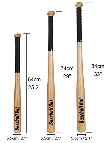 TargetEvo Wood Baseball Bat Sport Slugger Wooden Bat for Baseball Game Self Defense Home Protection 25" 29" 33"