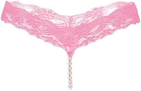 QISHOP Sexy Lace T-Back Women's Lady's Sexy Lace Panties G-String Sexy Pearl Massage Underwear Lady Transparent Traceless T Back Thongs Panty(Pink)
