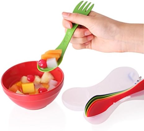 NOVART Camping Spork with Case – 4-pack – Tough &amp; Lightweight – Perfect for Backpacking and Hiking