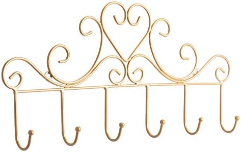 Wall Mounted Metal Hooks/Hangers for Coats Keys Towels Hats Scarves Bags Jewelry – Decorative Organizer Rack with 6 Hooks for Bedroom Bathroom Kitchen Entryway(Gold)